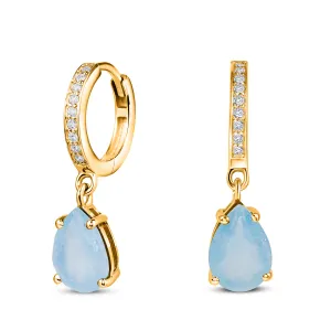 Cercei din argint Golden Elegant Aquamarine Drop