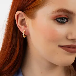 Cercei din argint Golden Moonstone Hoop Sparklers
