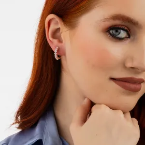 Cercei din argint Rose Gold Moonstone Hoop Sparklers