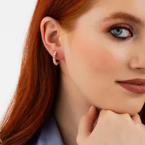 Cercei din argint Rose Gold Opal Moonstone Hoop Sparklers