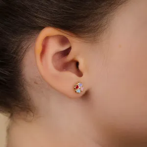 Cercei din aur 14k pentru copii Multicolor Clover