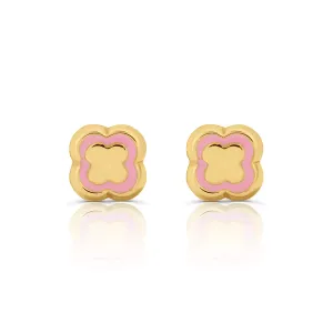 Cercei din aur 14K pentru copii Pink Clover