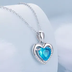 Colier din argint Blue Crystal Heart