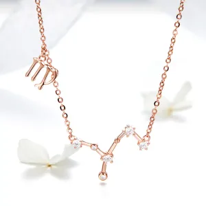 Colier din argint cu Constelatia Fecioara rose gold