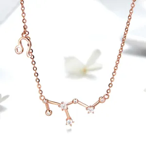 Colier din argint cu Constelatia Leu rose gold