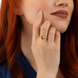 Inel din argint Golden Citrine Heart