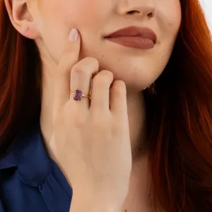 Inel din argint Golden Rectangle Amethyst Elegance