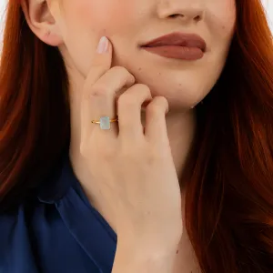 Inel din argint Golden Rectangle Aquamarine Elegance