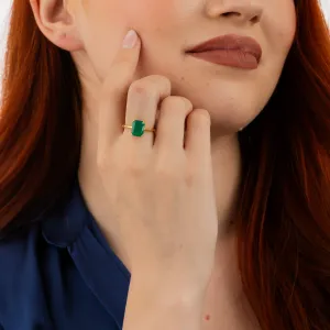 Inel din argint Golden Rectangle Green Onix Elegance