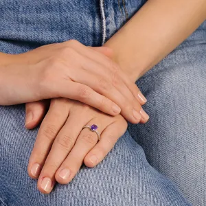 Inel din argint Oval Purple Gem