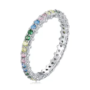 Inel din argint Rainbow Crystal Hoops