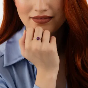Inel din argint Rose Gold Amethyst Heart