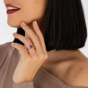 Inel din argint Rose Gold Amethyst Twilight