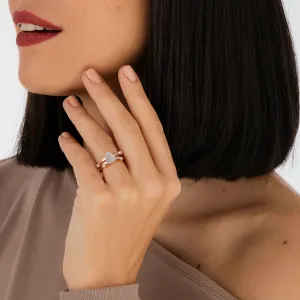 Inel din argint Rose Gold Aquamarine Twilight