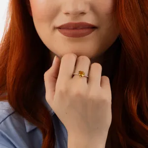 Inel din argint Rose Gold Citrine Heart