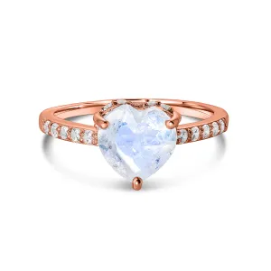 Inel din argint Rose Gold Moonstone Heart
