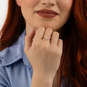 Inel din argint Rose Gold Rectangle Rose Quartz Elegance