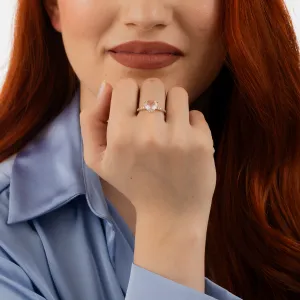 Inel din argint Rose Gold Rose Quatz Heart