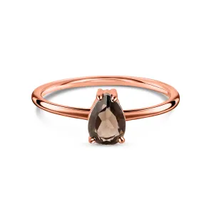 Inel din argint Rose Gold Serene Bliss Smoky Quartz