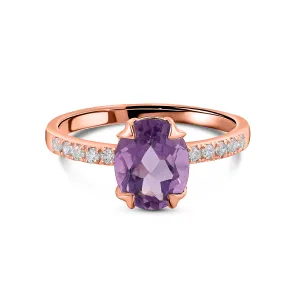 Inel din argint Rose Gold Splendid  Amethyst