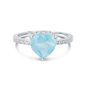 Inel din argint Silver Aquamarine Heart