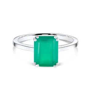 Inel din argint Silver Rectangle Green Onix Elegance