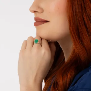 Inel din argint Silver Rectangle Green Onix Elegance