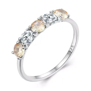 Inel din argint Yellow and White Crystals