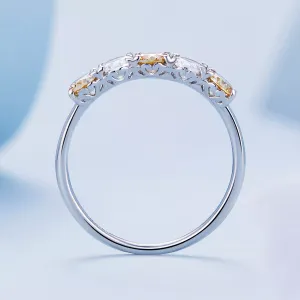 Inel din argint Yellow and White Crystals