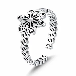 Inel reglabil din argint  Winter Snowflake