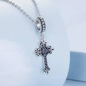 Talisman din argint Black Crystal Cross