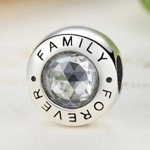 Talisman din argint cu cristale Familie Pentru Totdeauna
