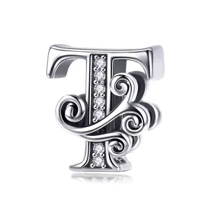 Talisman din argint cu Litera T din Poveste