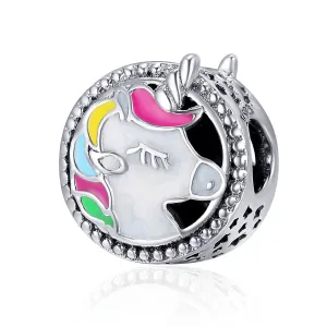 Talisman din argint cu Unicorn Colorat