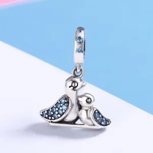 Talisman din argint Family Birds blue