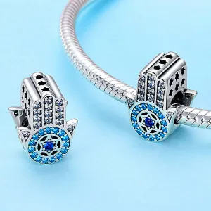 Talisman din argint Hamsa si Cristale turquoise