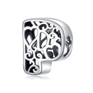 Talisman din argint In Love with Letter P