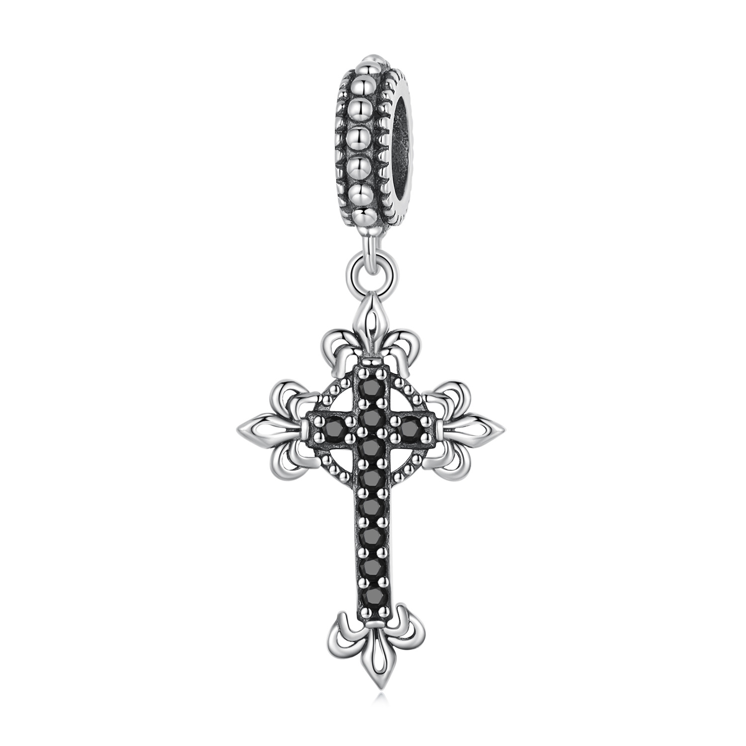 Talisman din argint Black Crystal Cross image4