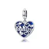 Talisman din argint Blue Family Heart