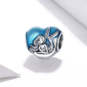 Talisman din argint Blue Heart with Mermaid