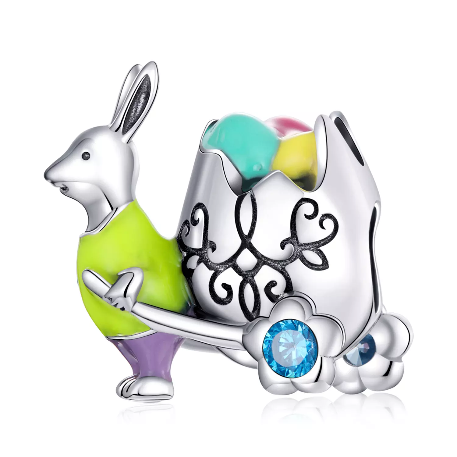 Talisman din argint Bunny with Easter Egg