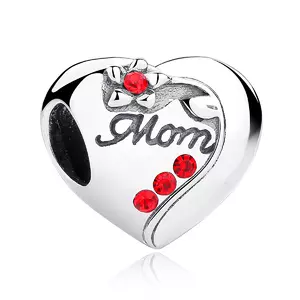 Talisman din argint cu Inimioare Love Mom