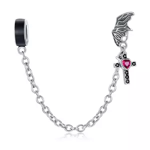 Talisman din argint cu Lantisor de Siguranta Wing and Crystal Cross
