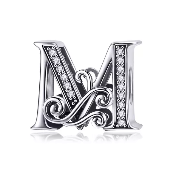 Talisman din argint cu Litera M din Poveste