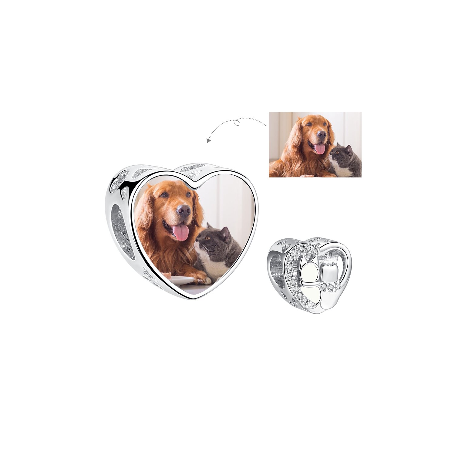 Talisman din argint custom photo cute friend