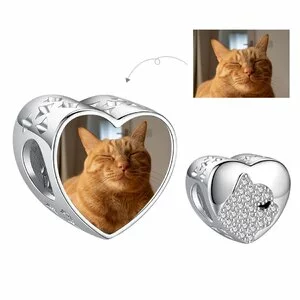 Talisman din argint Custom Photo Shiny Cat
