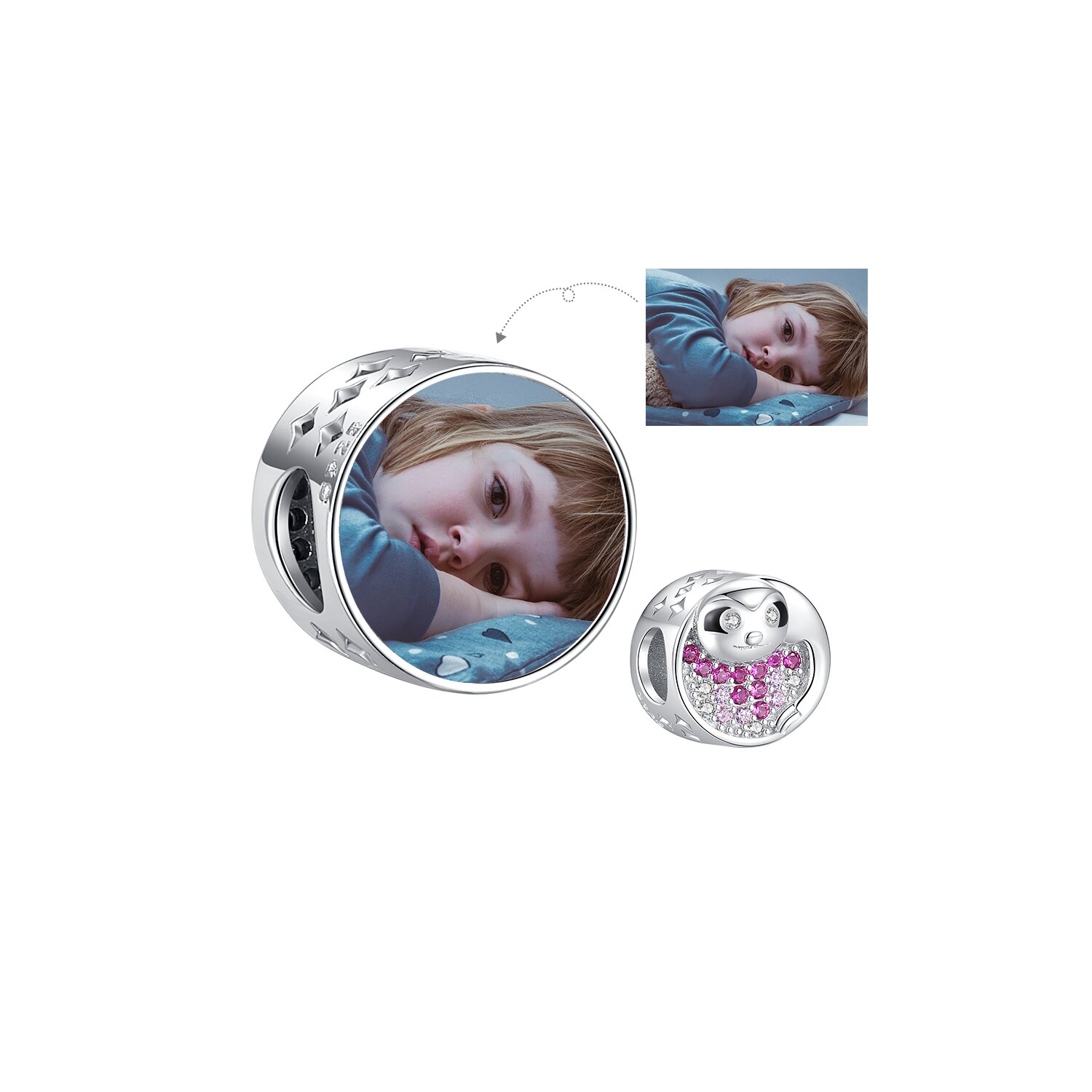Talisman din argint custom photo sweety sloth