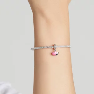 Talisman din argint Double Pink Heart