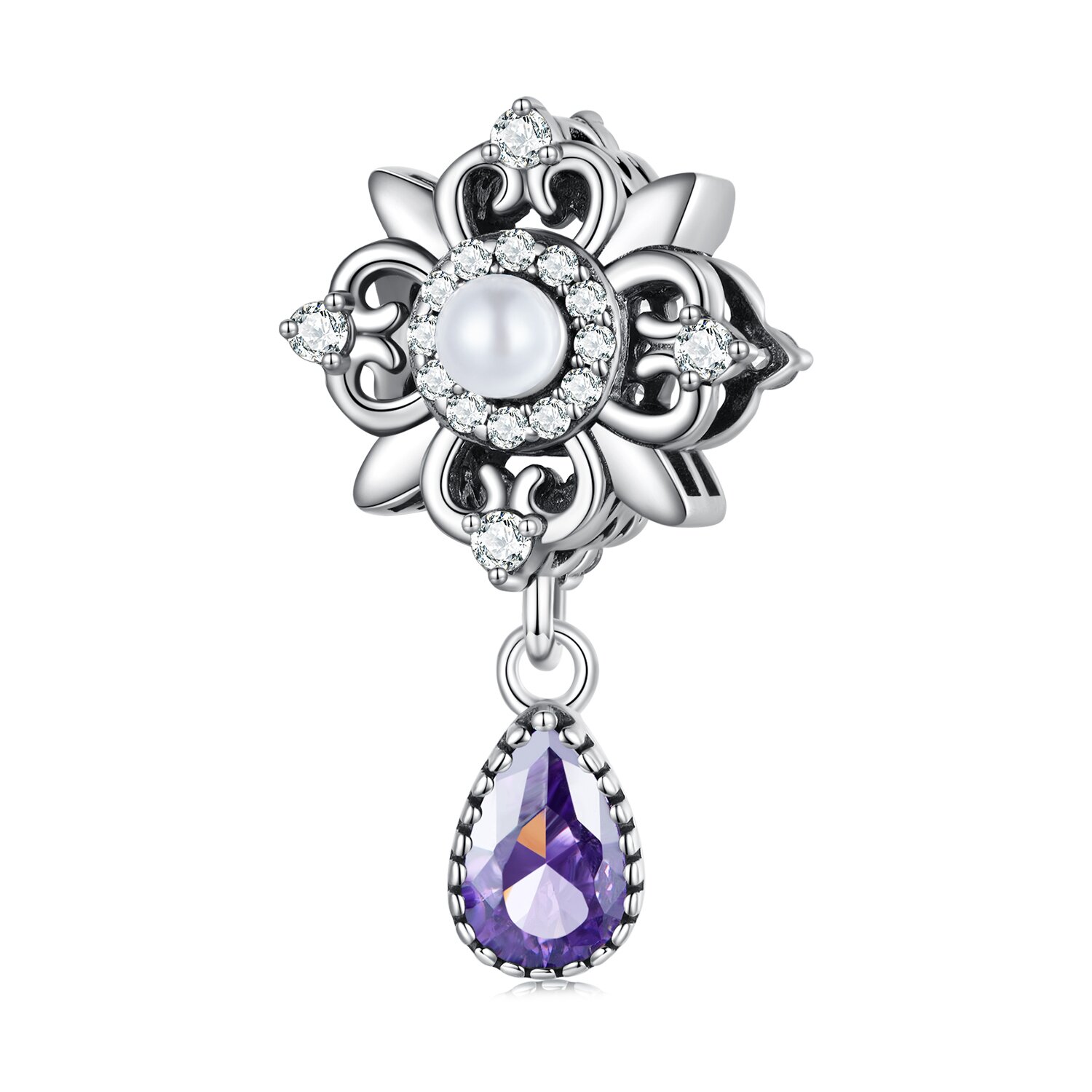 Talisman din argint Flower Purple Drop image8