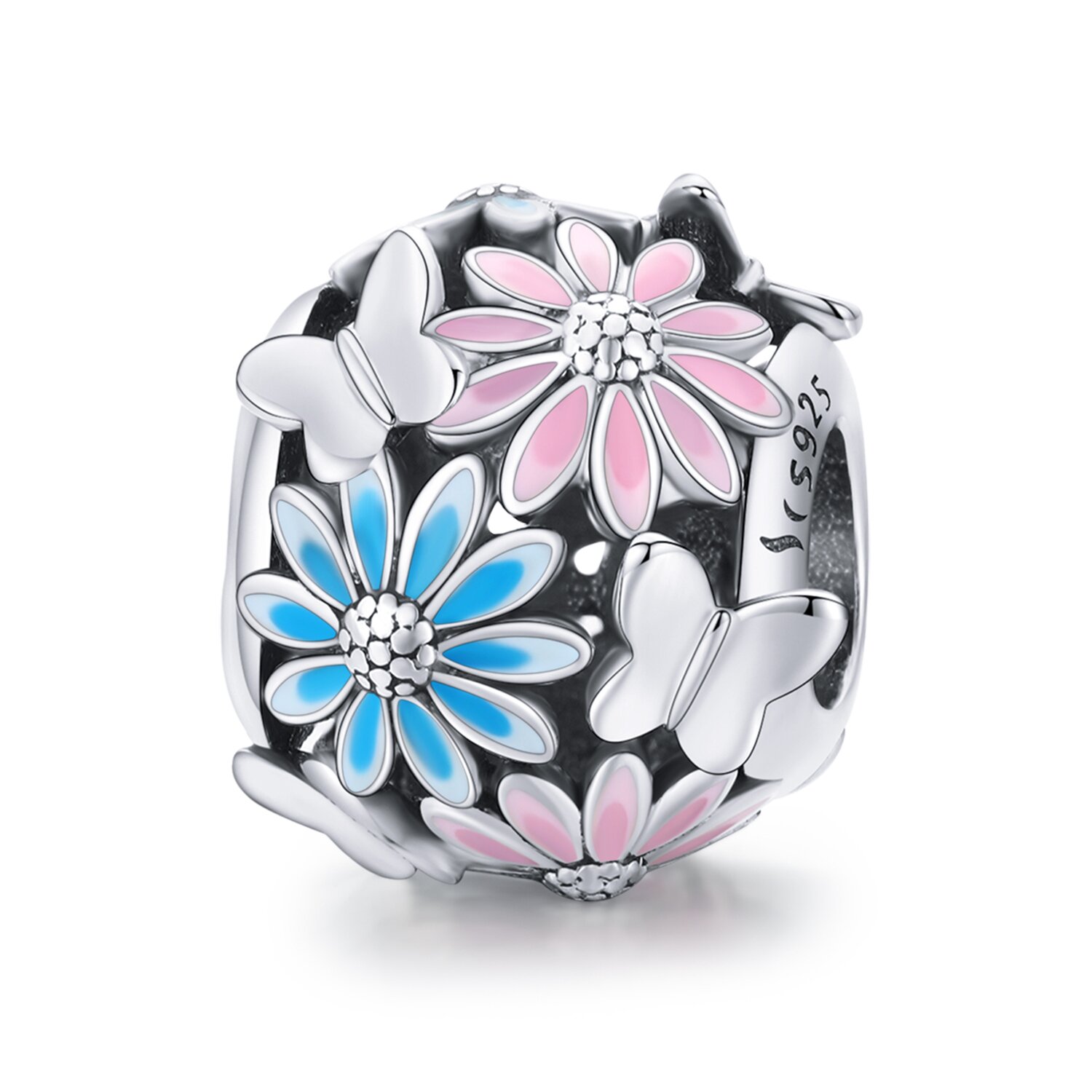 Talisman din argint Flowers and Butterflies Charm